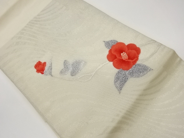 JAPANESE KIMONO / KIMONO FOR SUMMER CAMELLIA PATTERN WEAVING NAGOYA OB